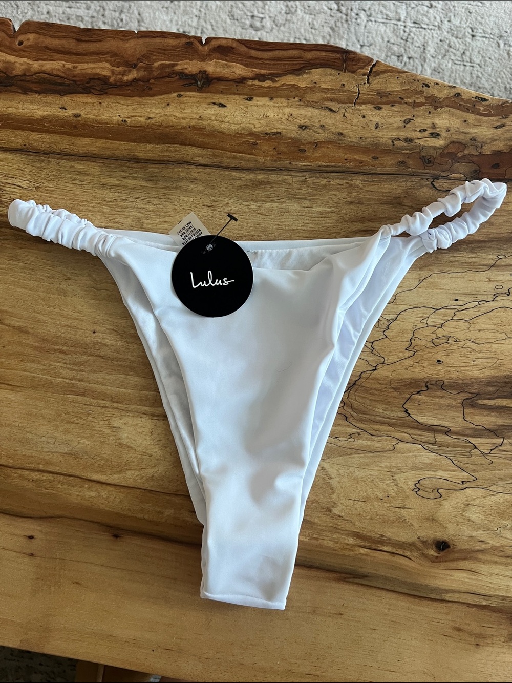 Lulu's White Ruched High Leg Bikini Bottoms